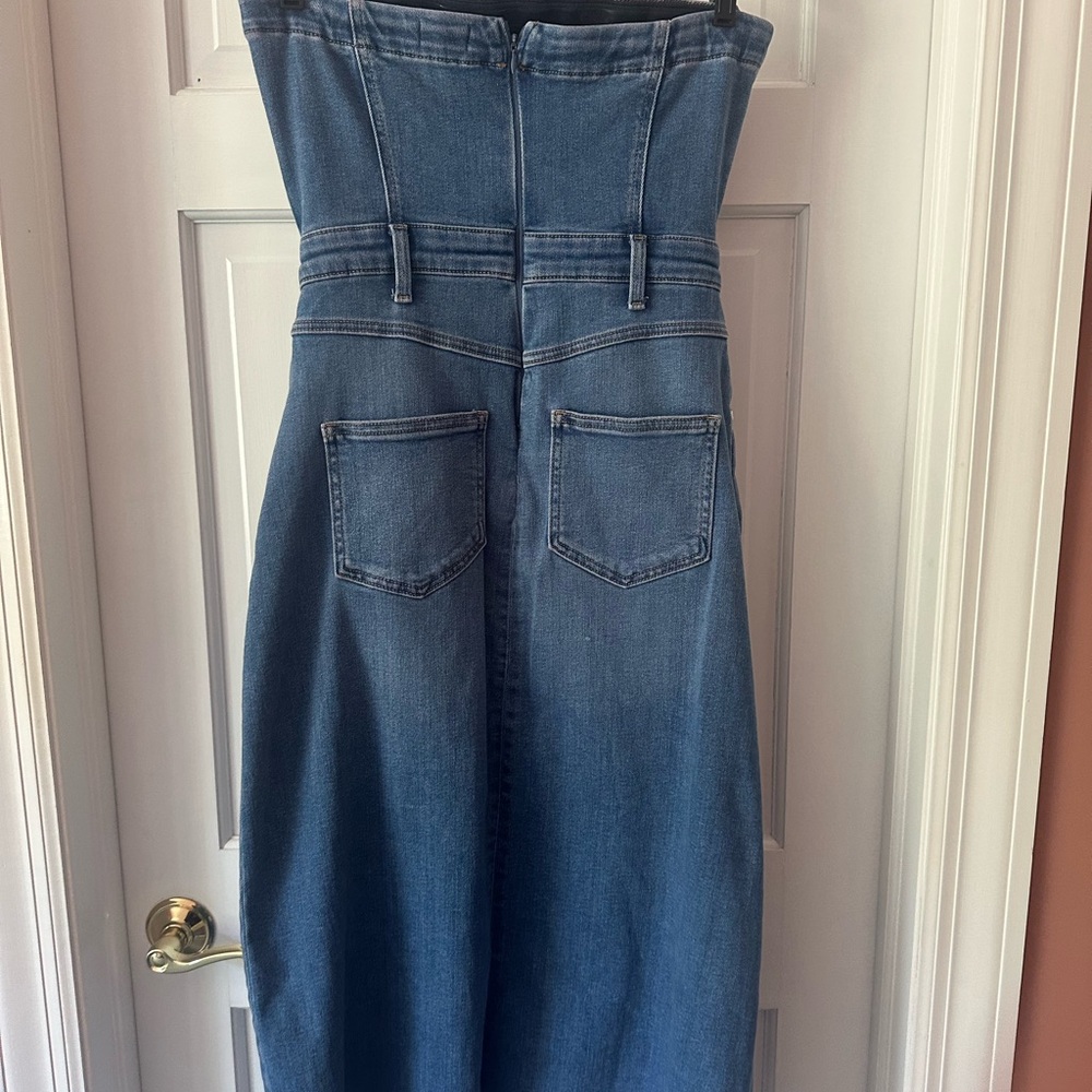 Pilcro Blue Denim Strapless Dress